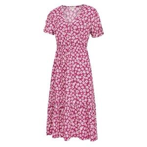 NWOT Mountain Warehouse Oasis Midi Tiered Dress Pink Botanical Floral Size 12